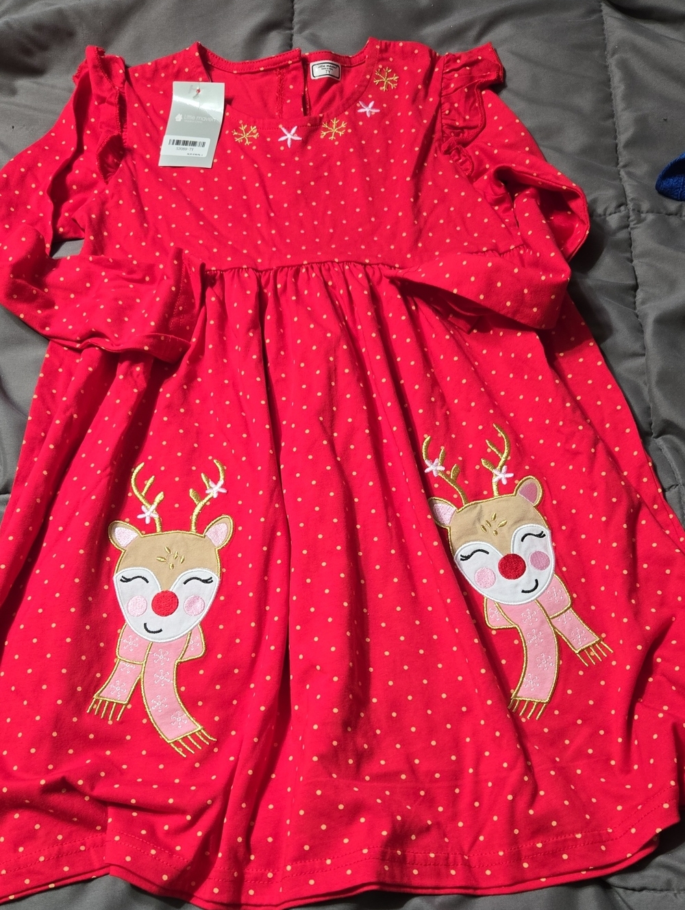 Girls' Red Reindeer Dot Holiday Dress Size 7 NWT